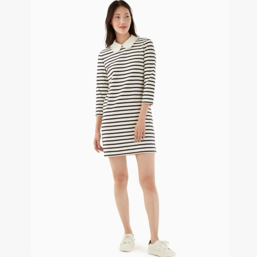 XL Kate Spade New York Poplin Collar.White with black stripes 100% jersey cotton